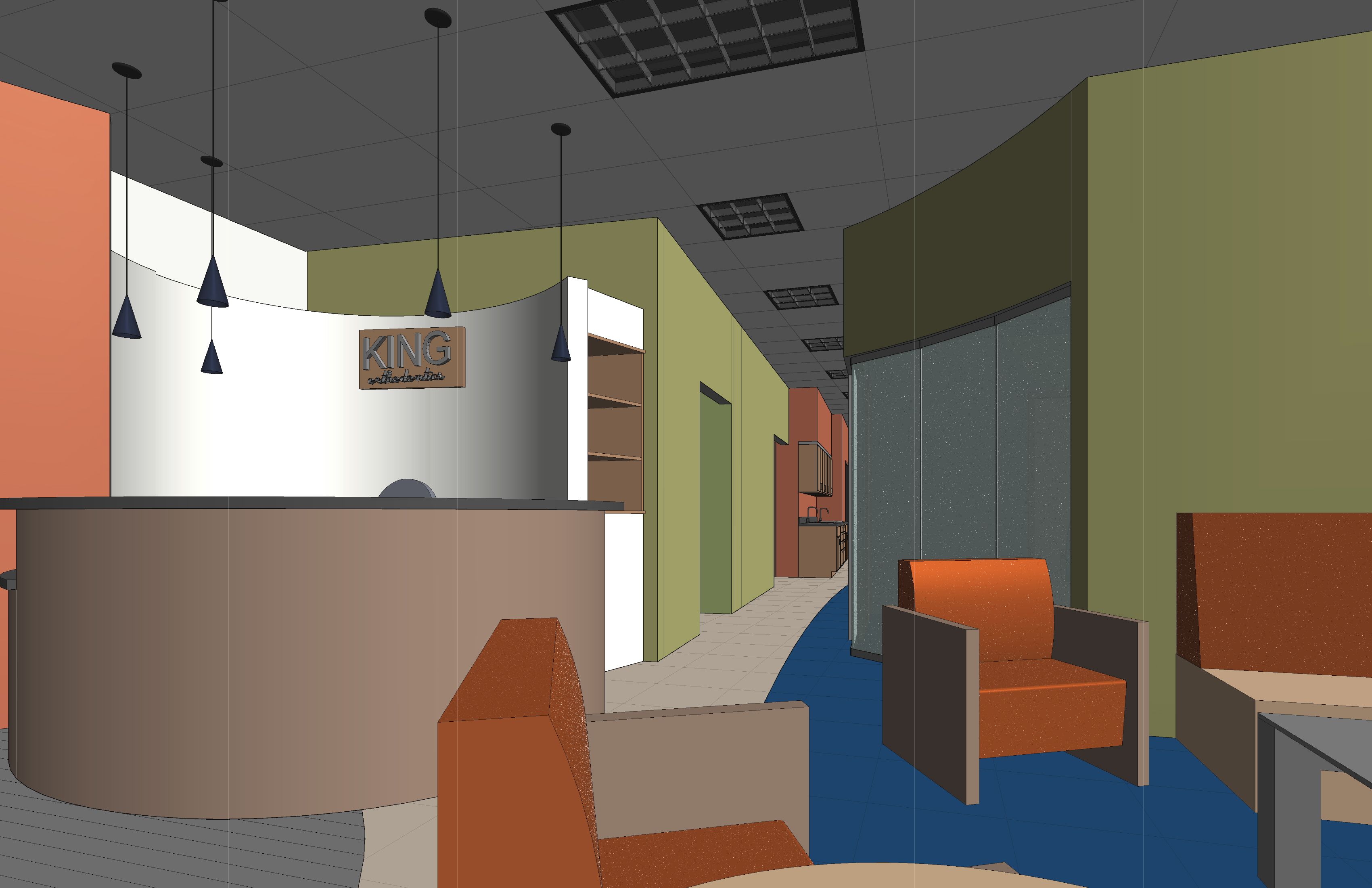 Rendering - Reception and Hall from Waiting